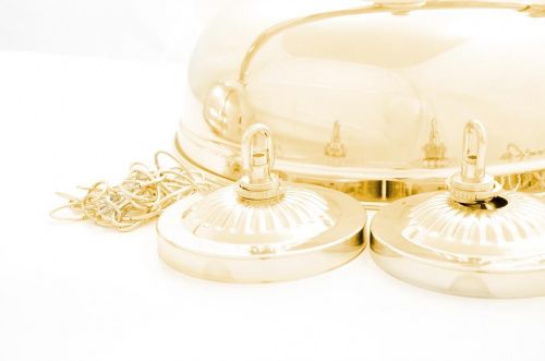Лампа на пять плафонов «Crown» (золотистая штанга, золотистый плафон D38см)